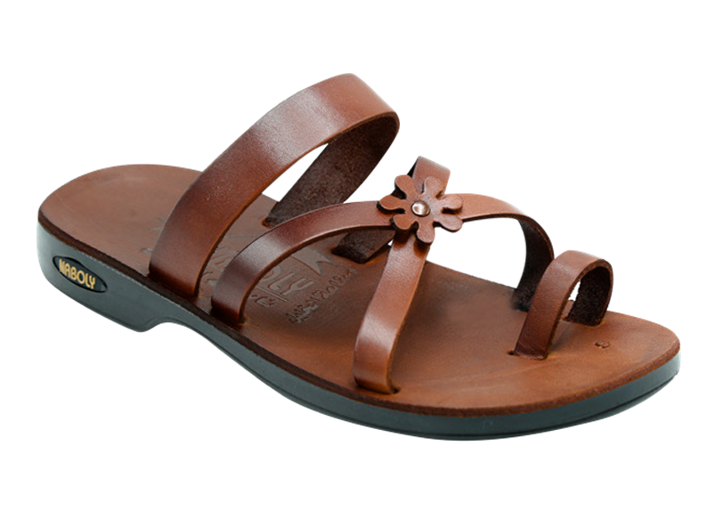NABOLY Model 01 floral multi-strap toe-loop sandal in brown