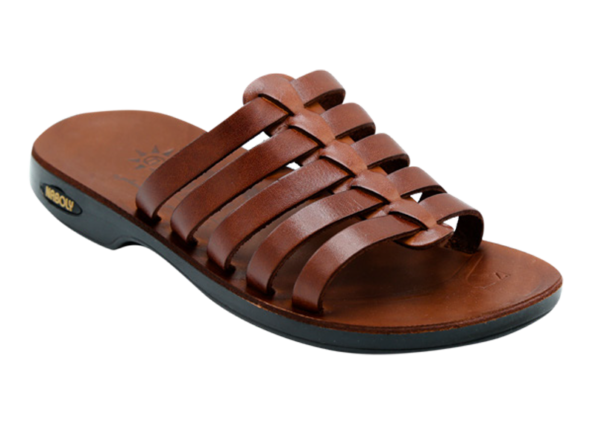 NABOLY Model 05 woven strap slide sandal in brown