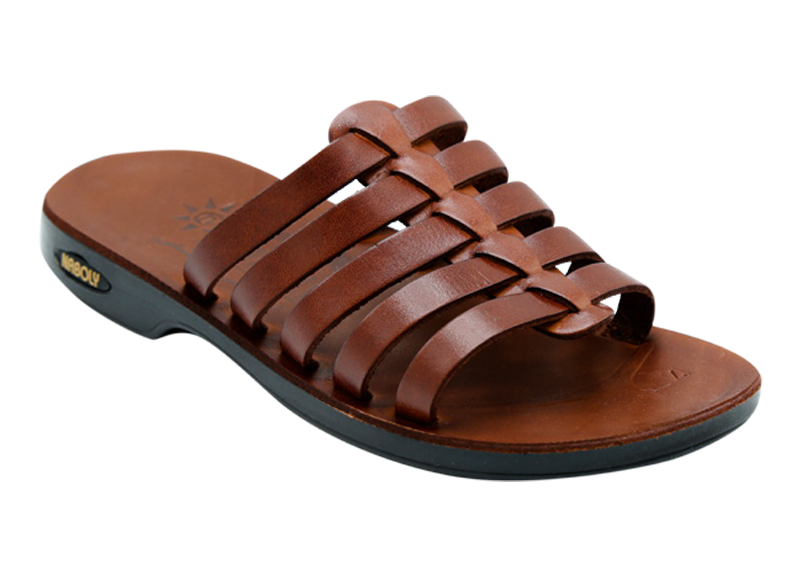 NABOLY Model 05 woven strap slide sandal in brown