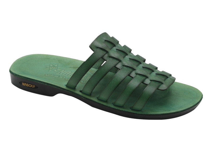 NABOLY Model 05 woven strap slide sandal in green