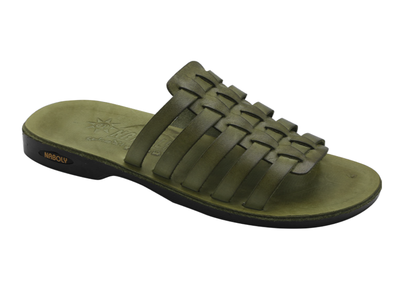 NABOLY Model 05 woven strap slide sandal in olive