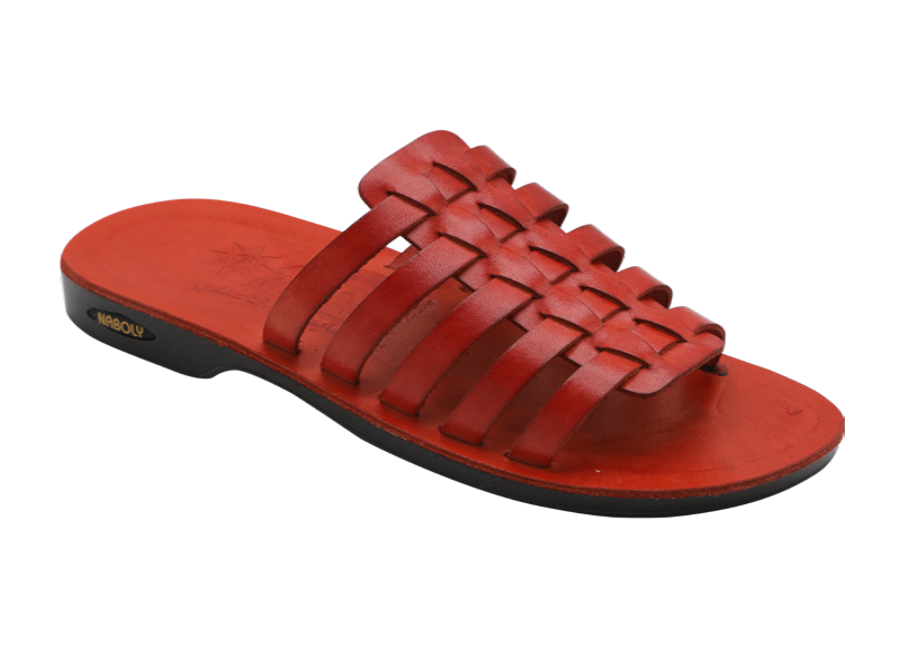NABOLY Model 05 woven strap slide sandal in red