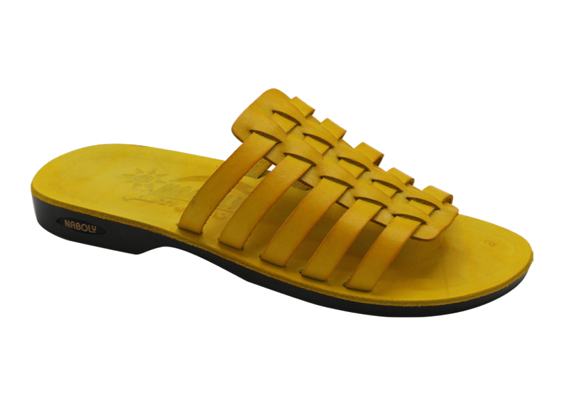 NABOLY Model 05 woven strap slide sandal in yellow