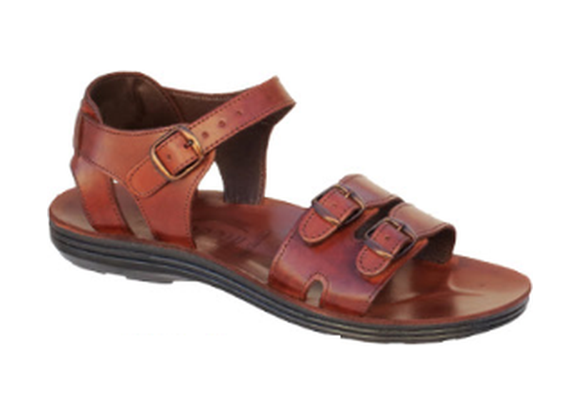 NABOLY Model 104-2 double-buckle leather ankle sandal in brown