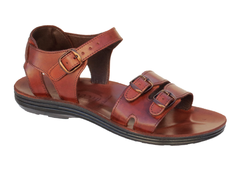 NABOLY Model 104 double-buckle ankle-strap sandal in brown