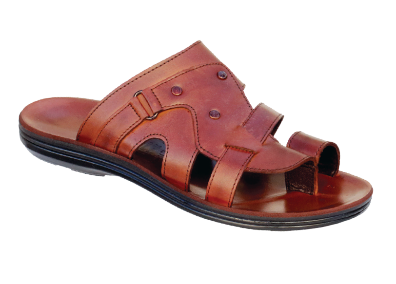 NABOLY Model 109-2 riveted cutout toe-loop sandal in brown
