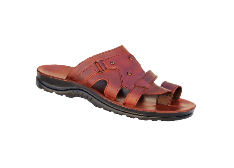 NABOLY Model 109 rugged riveted toe-loop sandal in brown