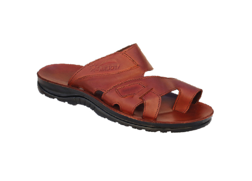 NABOLY Model 115 embossed cutout toe-loop sandal in brown