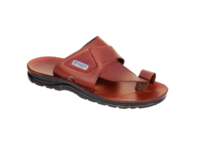 NABOLY Model 116 logo-patch toe-loop sandal in brown