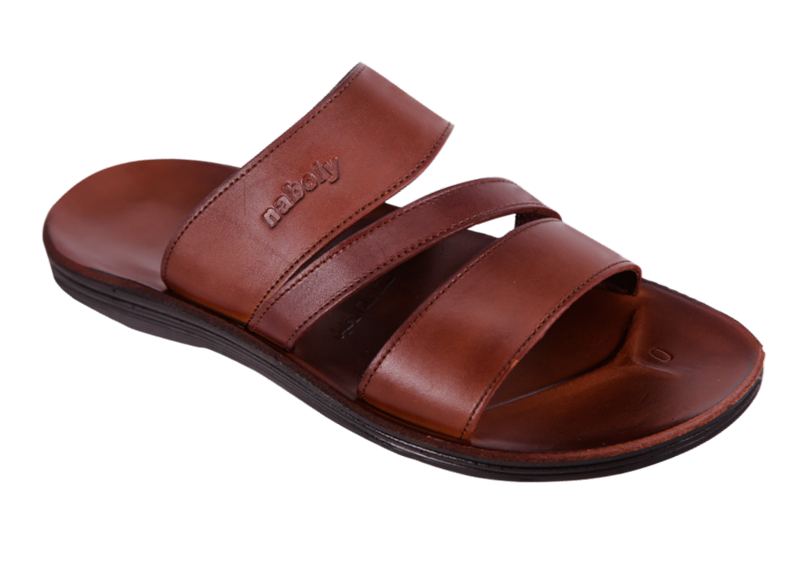 NABOLY Model 135-2 layered strap slide sandal in brown