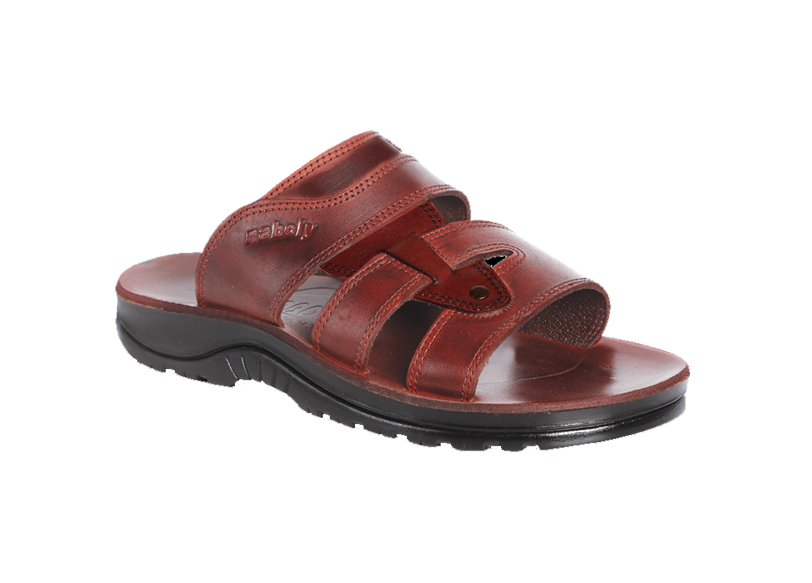 NABOLY Model 138 rugged cutout slide sandal in brown