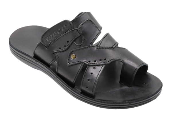 NABOLY Model 141-2 cutout toe-loop sandal in black