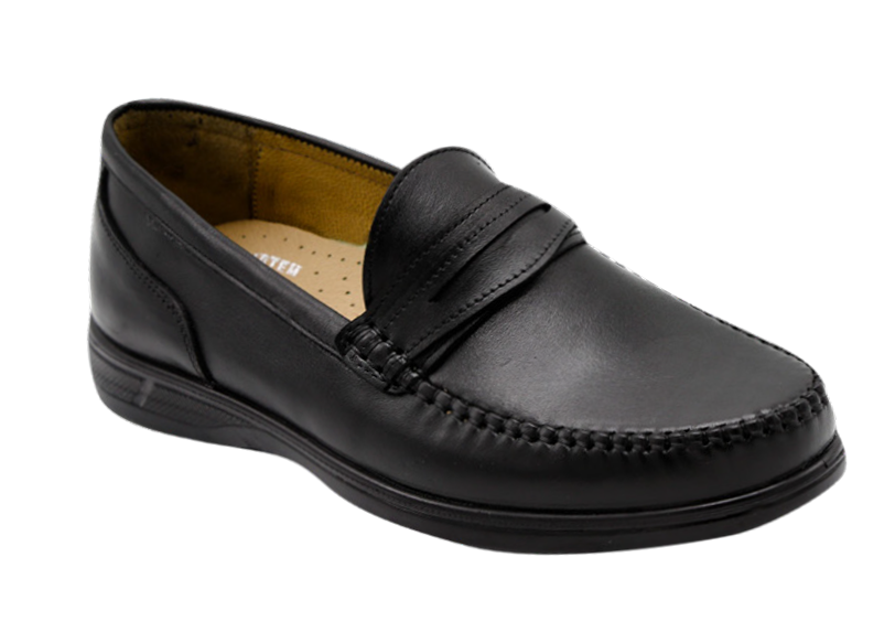 NABOLY Model 220 moc-toe penny loafer in black