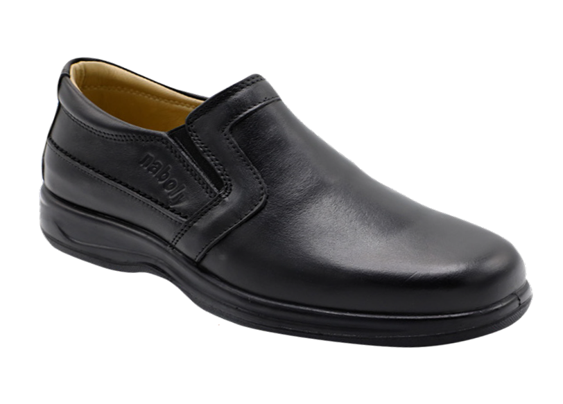 NABOLY Model 4004 plain-toe elastic-gore dress shoe in black