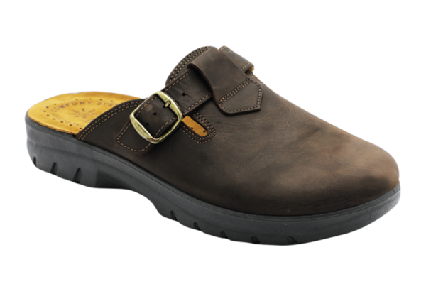 NABOLY Model 55 buckle strap slip-on clog in brown
