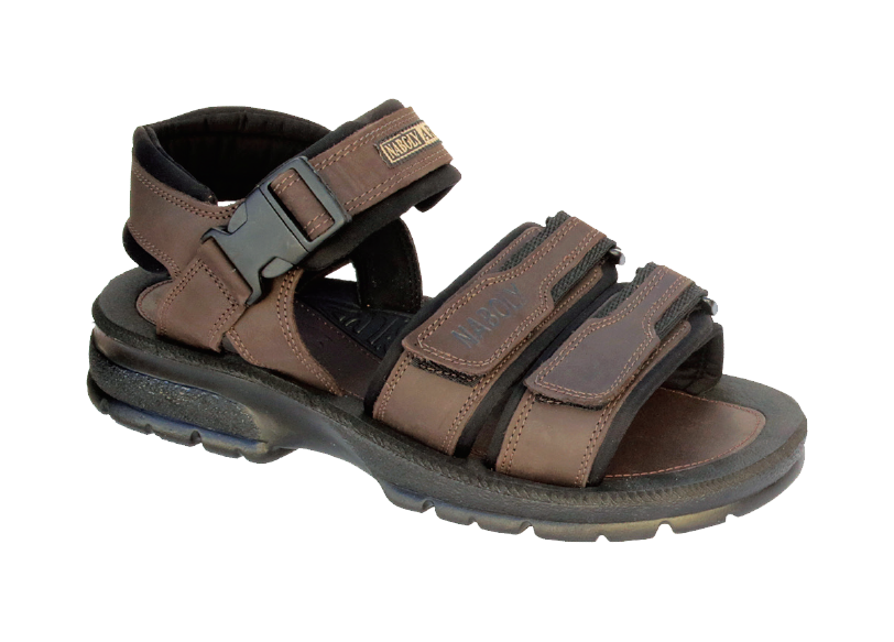 NABOLY Model 80 adjustable triple-strap sandal in brown