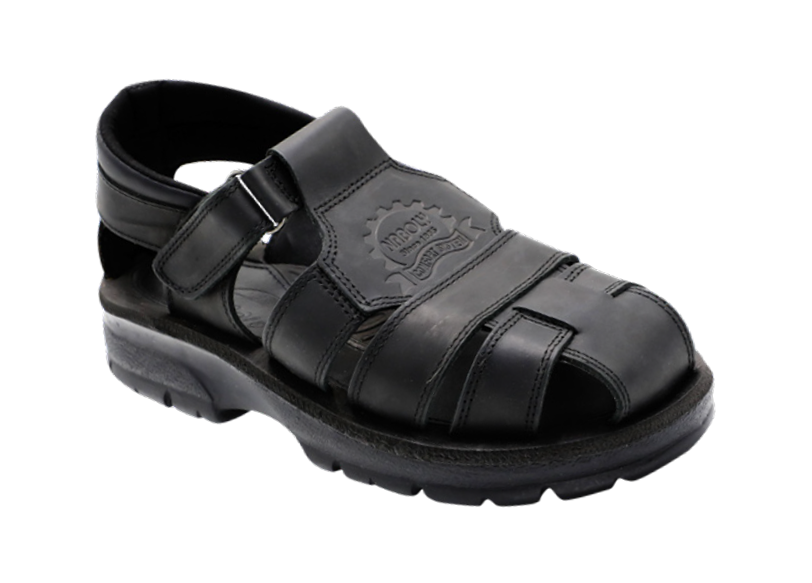 NABOLY Model 83 caged closed-toe fisherman sandal in black