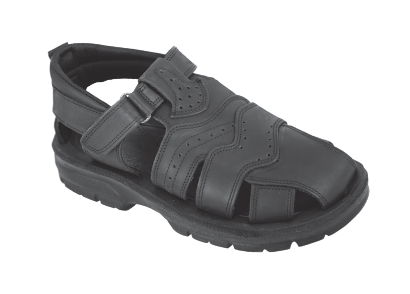 NABOLY Model 86 perforated closed-toe fisherman sandal in black
