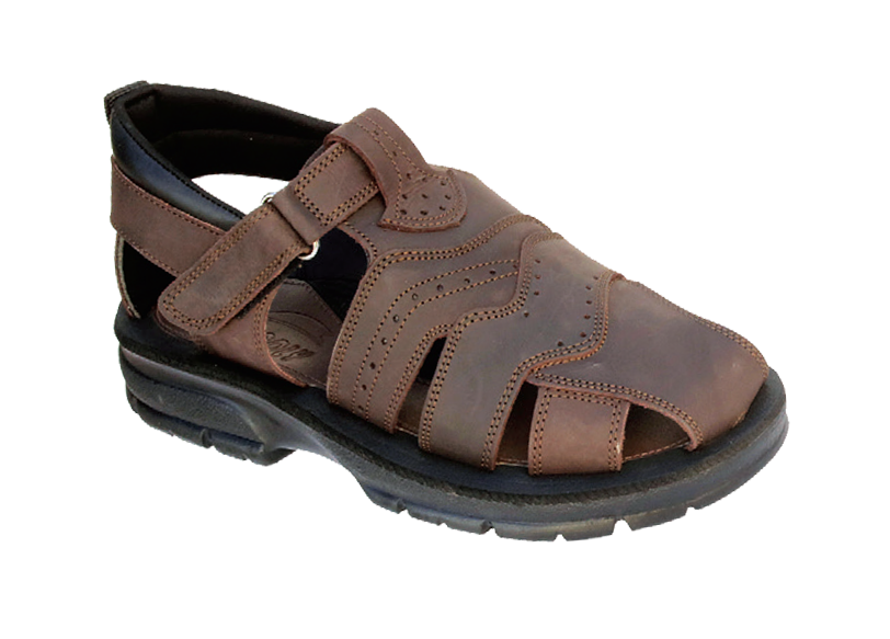 NABOLY Model 86 perforated closed-toe fisherman sandal in brown