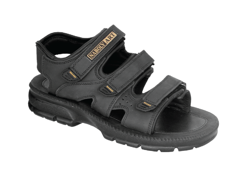NABOLY Model 88 rugged triple-strap sport sandal in black
