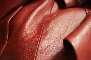 Close-up of red leather grain (placeholder, Unsplash / Mohammad Javad Asgharikolahi)