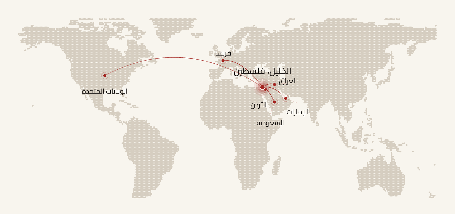 خريطة أسواق تصدير نابولي: من الخليل بفلسطين إلى الولايات المتحدة وفرنسا والأردن والسعودية والإمارات والعراق